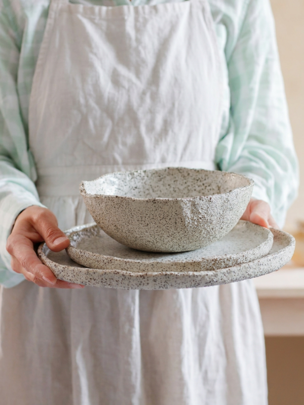 Handmade Stoneware Dinnerware Set: Rustic Matte Plates and Bowls